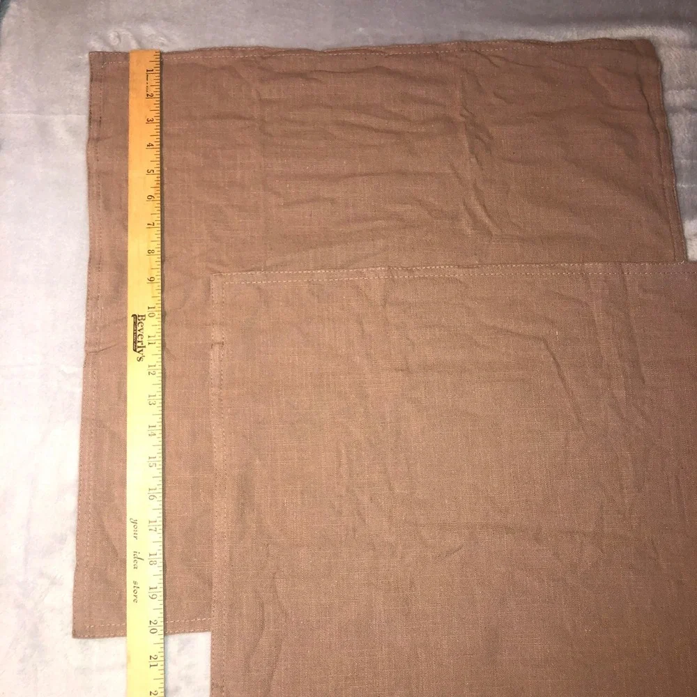 Set of 2 CoCo Brown Linen-Like Sofa Throw Pillow Covers 20x20 Square Flange Edge